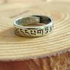 Anillo Mantra Vintage de Seis Caracteres Anillo Liso Diseño para Dedo Índice Paz Anillo Ancho Anillo Abierto para Hombre