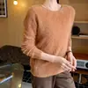 Nuevo suéter de lana pura cepillada de punto suelto, sin costuras, cuello redondo, para mujer, otoño e invierno 2026