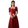 Vestido de Novia Color Borgoña para Mujer 2026 Nuevo Estilo Veraniego, Adecuado para Uso Diario, Vestido de Compromiso, Vestido para Brindis de Graduación
