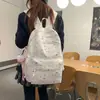 Mochila Estilo Novo para Meninas do Ensino Fundamental, Mochila Fofa com Bolinhas e Laço, Mochila para Estudante Universitário para Aula, Mochila Feminina