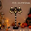 Lanterna de abóbora de Halloween Display de mesa Janela Placa de rua Lâmpada Cena Decoração Atmosfera Luminária de mesa Ornamento de madeira Adereço Luz decorativa