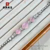Pulseira de Calcedônia Branca Gelo Natural Prata 925 Banhada a Cobre Pulseira Verde Imperial Pulseira de Ágata Rosa Jade Presente