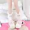 Calcetines Holgados Delgados de Panda Rojo de Verano Calcetines Blancos de Media Pantorrilla con Orejas de Conejo 3D Jk Chica Suave Conejito Lindo de Dibujos Animados