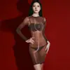 Roupa de Dormir Sexy de Seda Brilhante Sem Costura para Lingerie de Comércio Exterior Plus Size 150kg, Cobrindo as Pernas, Vestido Longo