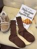 Calcetines de tela AMUSIIVE con etiqueta de primavera y otoño, estilo vintage plisado, apilados contra el viento, calcetines transpirables para mujer, calcetines de algodón con medias
