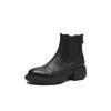 Botas Chelsea Estilo Britânico com Estampa de Elefante Couro Bovino Solado Grosso Outono/Inverno 2025 Peça Única Salto Médio Grosso Bico Redondo Couro Genuíno Botas Curtas para Mulheres