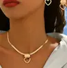 Conjunto de Joyería de Collar con Colgante y Pendientes Geométricos en Forma de Corazón Elegantes Transfronterizos Europeos y Americanos, Conjunto Vintage Francés para Mujer