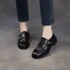 Mocasines de Mujer Brogue Grabado con Suela Gruesa 2026 Primavera/Otoño Nuevos de Piel Genuina Hebilla Doble Transpirables de Corte Profundo Zapatos Individuales