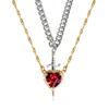 Amazon Cross Border Oro Vacío de 18k Acero Inoxidable Día de San Valentín Cristal Rojo Amor Daga Colgante Collar en Capas