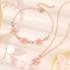 Collar con colgante de trébol de cuatro hojas y piedra de ojo de gato para mujer, pulsera con colgante de flor de diamante rosa, joyería de corazón para niña, traje de flor de melocotón rosa