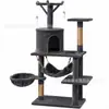 Marco de escalada para gatos al por mayor transfronterizo, rascador para gatos resistente al desgaste de 125 cm, árbol para gatos de seis niveles de terciopelo con cama para gatos, amplio stock, tablero de MDF