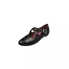 Sapatos femininos de couro estilo Mary Jane retrô, versáteis, estilo colegial, bico redondo baixo, sapatos baixos slip-on versáteis e confortáveis