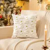 Funda de Almohada Bordada de Linterna de Navidad Cojín para Sofá de Sala de Estar Estilo Retro Americano Atmósfera Navideña Decoración del Hogar