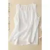 Top de tirantes de verano para mujer, talla grande, corte holgado, casual, lino, sin mangas, con bordado de encaje, top de algodón y lino