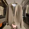 Item Quente de Transmissão Ao Vivo Marca da Moda Simples Moda Casual Cardigã Malha Suéter Fábrica Roupas de Linha Masculina Camisa de Linha