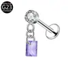 Pendientes Colgantes de Corazón Gota de Agua Zirconio Redondo Clavo de Lóbulo de Titanio F136 Clavo de Hueso de Oreja Estrella Romboidal Aleación de Titanio G23