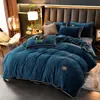 Luxo Leve Qualidade Materna e Infantil Espessado Veludo Leiteiro Conjunto de Quatro Peças Inverno Anti-Estático Forrado com Lã Cobertura de Colcha Veludo Coral 3 Roupa de Cama