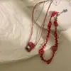 Choker Trançado Vintage Vermelho Feminino Nicho Único Design de Nicho Feminino Elegante Colar de Alta Qualidade