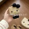 Llavero de peluche Hello Kitty, muñeco de sombrero de paja Hello Kitty de cuero negro, amuleto popular para bolsa de dibujos animados