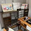 Gabinete Exhibidor de Esmalte de Uñas En Tienda Color Madera Maciza Nogal Estilo Antiguo Gabinete de Almacenamiento para Esmalte en Gel y Arte de Uñas Gabinete de Almacenamiento de Arte de Uñas para Mostrador