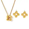Rueda de la fortuna minimalista flores giratorias collar de acero inoxidable pendientes conjunto joyería exquisita de nicho temperamento en stock venta al por mayor