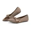 Elegantes zapatos planos de dama, versátiles mocasines de punta con suela blanda, estilo poco profundo para la noche con lazo, zapatos planos elegantes de talla pequeña