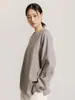 Nueva Camiseta de Manga Larga para Mujer de Primavera y Otoño Algodón de Fibra Larga Holgada Casual Cuello Redondo Mangas Raglán Bloques de Color Sólido Sudadera Fina