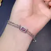 Pulsera de plata de ley S925 con piedra alexandrita de laboratorio, pulsera de moda pequeña ovalada de 5*7 mm, venta al por mayor