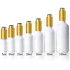 Botella Vacía de Aceite Esencial 100ml Botella de Vidrio Cosmético con Dosificador 30ml Botella de Aceite Esencial Gotero Blanco Mate Botella de Esencia