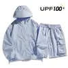 Traje de Protección Solar para Hombre Nuevo Delgado Ropa de Protección Solar Shorts de Secado Rápido Transpirable Pareja Chaqueta Holgada Moda Casual de Verano