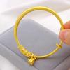 Vietnam oro hueco tallado loto Loto pulsera antigua loto latón chapado en oro moda barriga redonda empujar-tirar pulsera sólida para mujeres