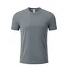 Camiseta lisa de secagem rápida, manga curta, gola redonda, respirável, confortável, versátil, unissex, com logo estampado e bordado