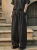 Pantalones Casuales de Algodón Puro con Caída Estilo Retro Americano Han Lu para Hombre Otoño Textura Lavada Vieja Pierna Recta Holgada Pantalones Largos