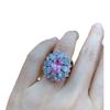 Agite o som do anel feminino mais vendido no exterior, micro diamante denier em forma de anel de zircônia corindo vermelho, simulação de contas coloridas no atacado
