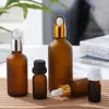 Botellas Vacías Reutilizables de Vidrio Marrón Mate para Aceites Esenciales, Varios Tamaños, Botellas Portátiles con Gotero para Productos de Cuidado de la Piel, Loción y Esencia