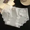 Braguita de Algodón Suave con Encaje Dulce de Cintura Media y Abertura Alta Cómoda Suave Sexy Deseo Puro Tangas Lisos para Mujer 3837