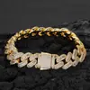 Pulsera de Cadena Cubana para Hombre Hip-Hop Cuadrada de Zircón 12mm Moda Trendy Punk Retro Ins Nuevo Producto Transfronterizo