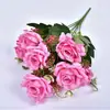 Flores de simulación rosas 9 rosas de ensueño flores de simulación para bodas decoración del hogar flores artificiales arreglo floral