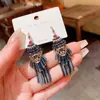 Pendientes de Gancho Estilo Étnico Retro Lujo Ligero con Borlas de Frutas, Pendientes Largos Hechos a Mano de Gama Alta Bohemia, Pendientes Versátiles