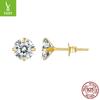 Brincos de zircão de quatro garras de venda quente de prata Ziyun Brincos de haste de orelha simples de prata esterlina para uso diário Brincos galvanizados BSE166