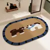 Felpudo de Tierra de Diatomeas con Patrón de Perro Salchicha Rayado Retro Felpudo de Baño Estilo Mascota de Dibujos Animados Felpudo para Eliminar el Polvo de la Puerta Principal Directo del Fabricante