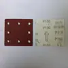 Suministrado Directamente por el Fabricante, 115*110mm 8 Agujeros Cuadrado Óxido de Aluminio Flocado Papel de Lija Rojo, Papel de Lija Flocado Más Vendido Transfronterizo