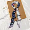 Bufanda de Seda Retro Francesa Primavera y Otoño para Mujer Lazo Largo para Bolso Cinta Flor de Lazo Estilo Extranjero Moda Diadema Larga Pequeña