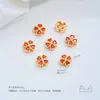 Cuentas espaciadoras de trébol de cuatro hojas con forma de corazón de circonita de colores, chapadas en oro de 14 quilates sobre cobre, para accesorios de pulseras y collares de cristal y perlas de bricolaje