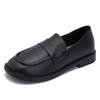 Mocasines de Piel Genuina para Mujer, Suela Plana, Nuevo Estilo Primavera, Zapatos Básicos de Piel Negros, Zapatos Slip-On Versátiles