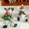 Venda Quente Transfronteiriça Arte em Ferro Velho Boneco de Neve Rena Pingente Pendurado Decoração de Mesa Janela Decoração Pendurada para Árvore de Natal