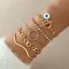 Pulsera Set Ojo Turco Personalidad Bohemia Transfronteriza Sentido del Diseño Cuentas Redondas Ojos Pulsera Apilada Multicapa