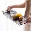 Bandeja Retangular de Madeira de Bambu para Copo de Água Doméstica e Comercial com Alça Prato para Chá da Tarde Jantar Prato para Aromaterapia de Hotel