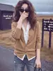Cárdigan de punto de manga larga color caqui de dos piezas falsas, único y hermoso, top fotogénico, diseño de otoño para mujer, ropa de nicho