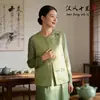 Chal Bordado Paisaje Verde Estilo Han, Nuevo Chaleco Jacquard Redondo de Cuello Redondo con Apertura Frontal Estilo Chino, Ropa para Mujer Estilo Nacional al por Mayor